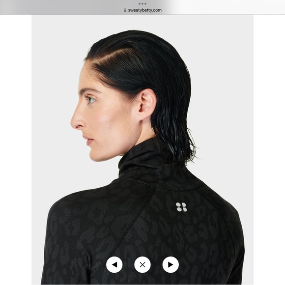 NWT Sweaty Betty High Neck Leopard Jacquard Base Layer Top - Picture 3 of 10